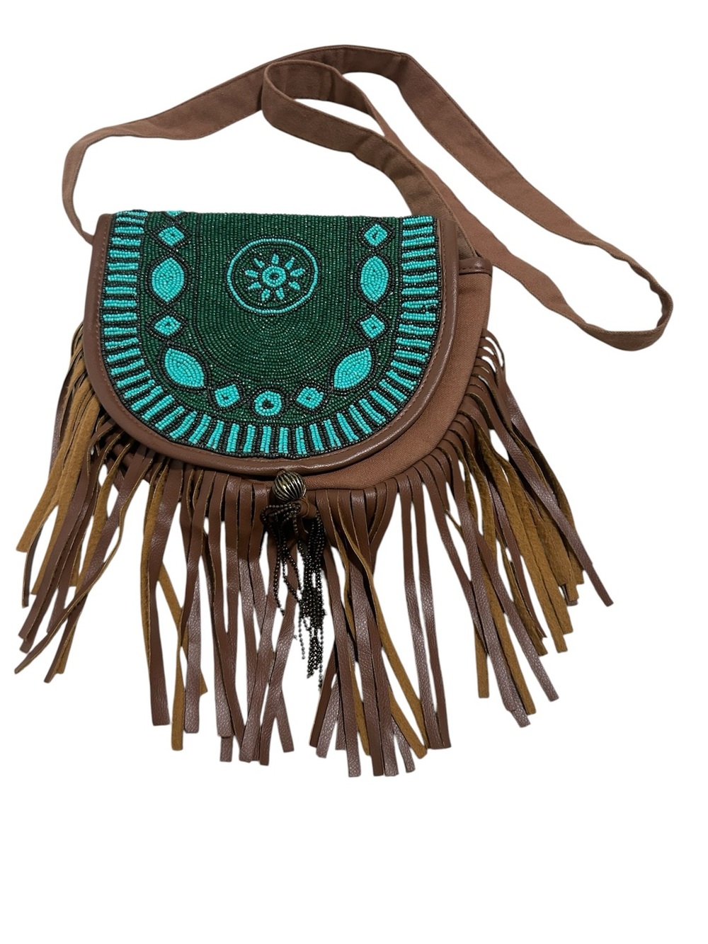 Fringe Bag Earthbound Trading Co Blue Suede - Picture 3 of 8